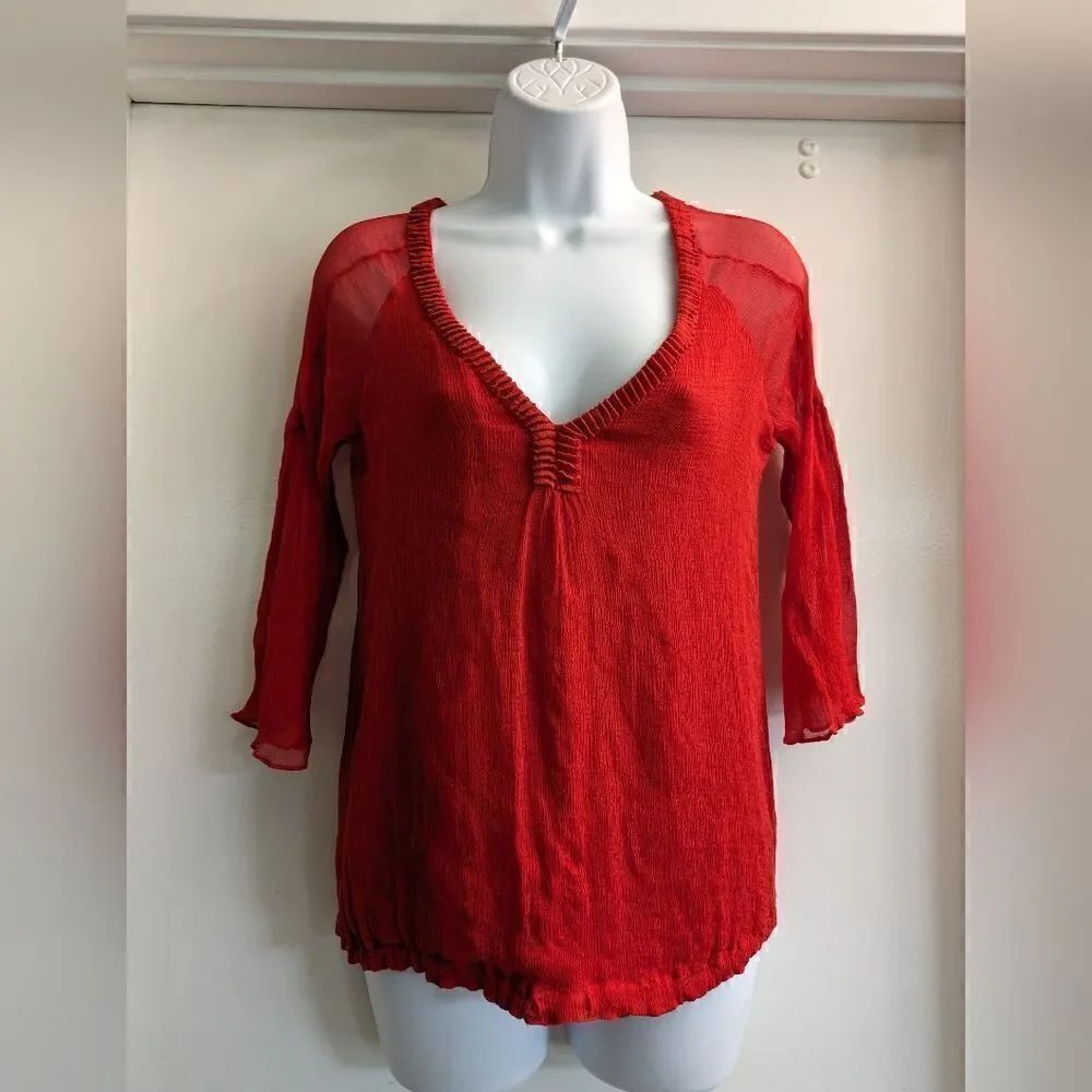 Diane von furstenberg red silk blouse
